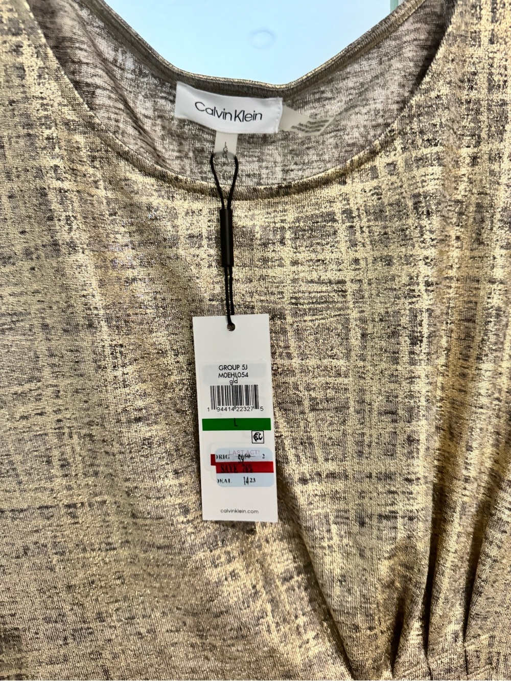 Calvin Klein Gold and Beige Metallic Knit Shell
